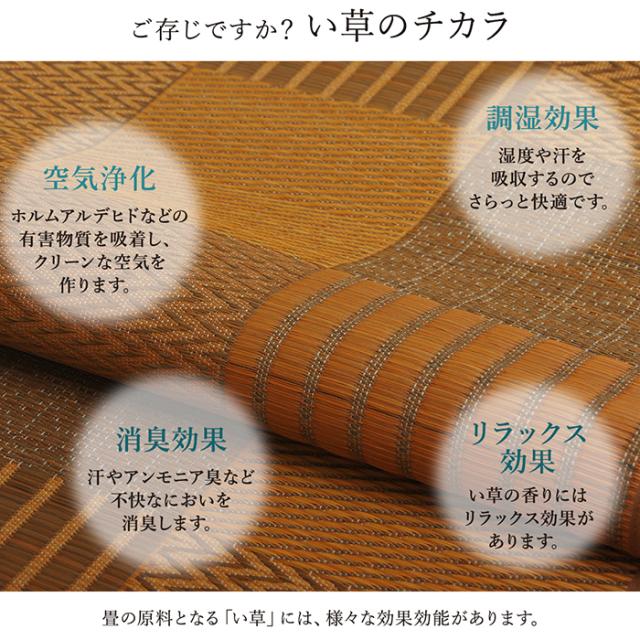 代引不可 い草 ラグ カーペット マット 純国産 約191×300cm 4畳 袋織 ＤＸ京刺子 裏:不織布 パッチワーク風 春夏用 日本製 IKEHIKO 1709***_3