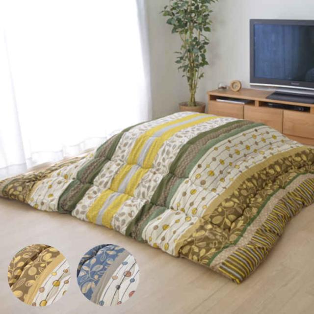 代引不可 こたつ布団 コタツ布団 掛け布団 単品 長方形 約205×245cm 80〜90×120cmのこたつ台に適応 和柄 植物柄 わらび 冬物 IKEHIKO WRB205245