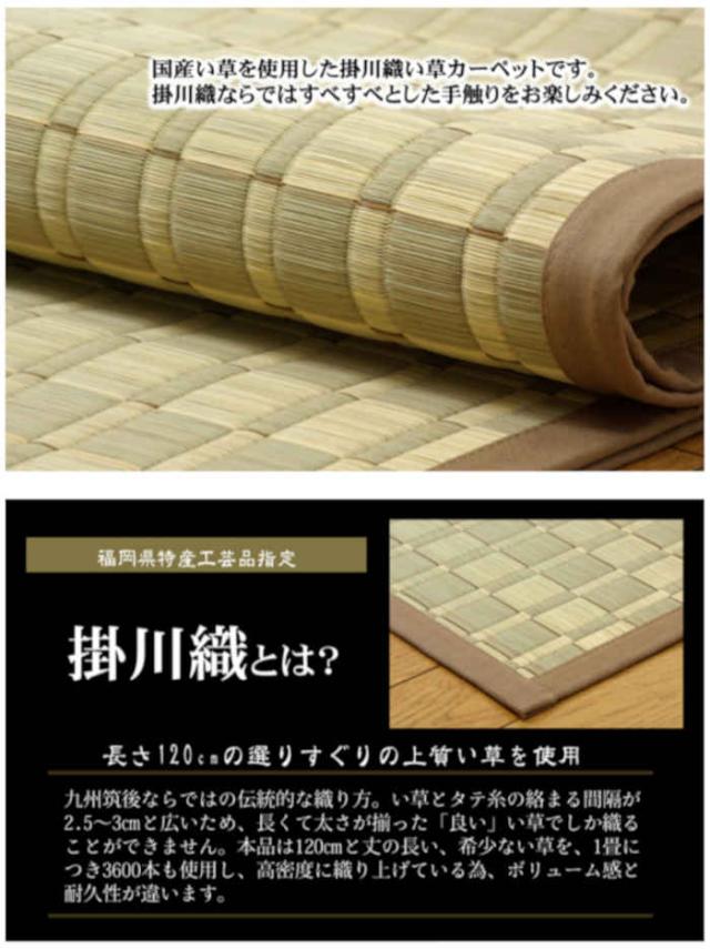 代引不可 い草カーペット ラグ マット 純国産 正方形 約261×261cm 江戸間4.5畳 掛川織 松川 青森ヒバ加工 モダン 夏用 春夏用 日本製 ベージュ IKEHIKO 4407104_2