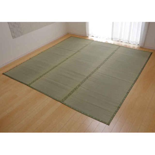 代引不可 い草 上敷き引っ敷き ござ 日本の首都間6畳 約261×352糎 熊本県八代産い草当てはめる 畳の日焼や汚れた状態押しとどめるに 空気の状態斎戒もく浴 調湿 消臭 抗菌防臭 両面 パウダーコンパクト納める 市松織 不知火 純国産 日本製 IKEHIKO 6300136