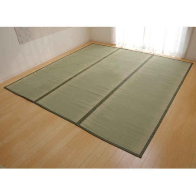代引不可 い草 上敷きカーペット ござ 約191×191cm 本間2畳 畳の日焼けや汚れ防止に 空気浄化 調湿 消臭 抗菌防臭 両面 コンパクト収納 双目織 草津 純国産 日本製 IKEHIKO 1110682
