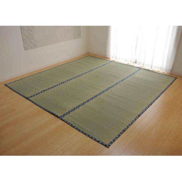 代引不可 い草 上敷き引っ敷き ござ 三六間4.5畳 約273×273糎 九州産い草当てはめる 畳の日焼や汚れた状態押しとどめるに 調湿 消臭 抗菌防臭 両面 パウダーコンパクト納める 双目織 ほほえみ 純国産 日本製 IKEHIKO 1104244