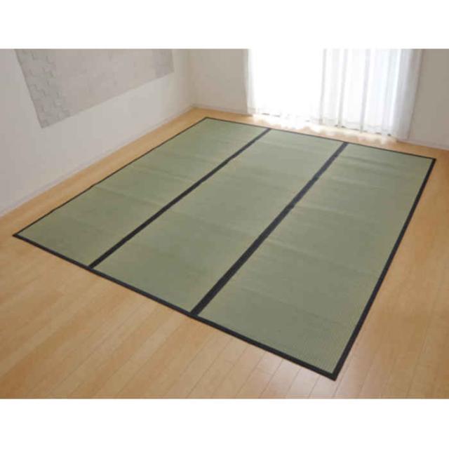 代引不可 い草 上敷きカーペット ござ 江戸間3畳 約176×261cm 熊本県八代産最高級い草使用 畳の日焼けや汚れ防止に 調湿 消臭 抗菌防臭 両面 コンパクト収納 麻綿織 清正 純国産 日本製 IKEHIKO 6309133