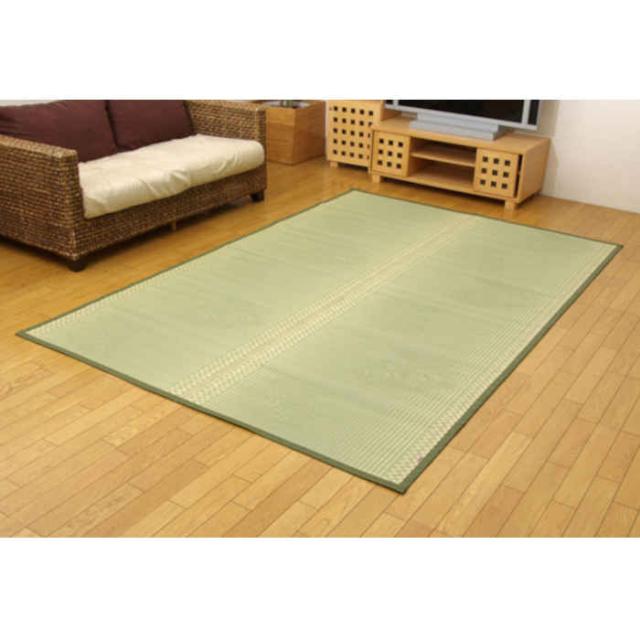 代引不可 い草 花ござ ござ ラグ カーペット マット 江戸間3畳 約174×261cm 九州産い草使用 調湿 消臭 空気浄化 抗菌防臭 青森ヒバ加工 夏用 春夏用 シンプル インテリア 扇 純国産 日本製 IKEHIKO 4123303