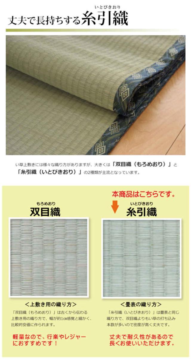 代引不可 い草 上敷きカーペット ござ 本間6畳 約286×382cm 減農薬栽培 熊本県八代産い草使用 畳の日焼けや汚れ防止に 調湿 消臭 抗菌防臭 両面 コンパクト収納 糸引織 西陣 純国産 日本製 IKEHIKO 6301086_4