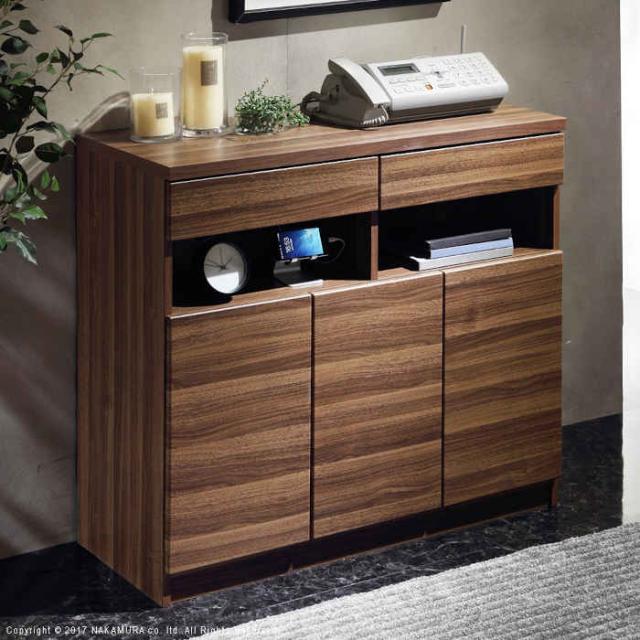 北海道・沖縄・離島配送不可 代引不可 リビングキャビネット 北欧 チェスト 配線収納付き 〔ステラキャビネット〕 幅90cm ファックス台 電話台 ルーター収納 Fax台 モデム収納 プリンターラック プリンター台 チェスト ナカムラ f0800454