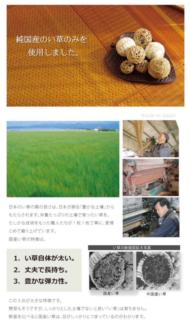 代引不可 い草 花ござ ござ ラグ カーペット マット 江戸間8畳 約348×352cm 九州産い草使用 調湿 消臭 空気浄化 抗菌防臭 青森ヒバ加工 夏用 春夏用 モダン アジアン ランクス 純国産 日本製 IKEHIKO RK348352_4