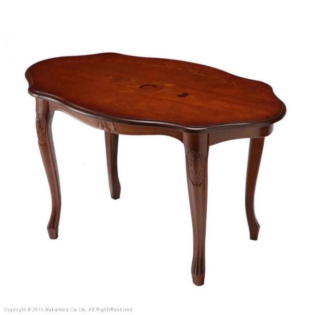 北海道・沖縄・離島配送不可 代引不可 コーヒーテーブル 幅78cm センターテーブル イタリア直輸入家具 ヨーロピアン アンティーク風 イタリア製 高級感 エレガント ブラウン 木製 天然木 猫脚 ヴェローナクラシック ナカムラ 42200051の通販は