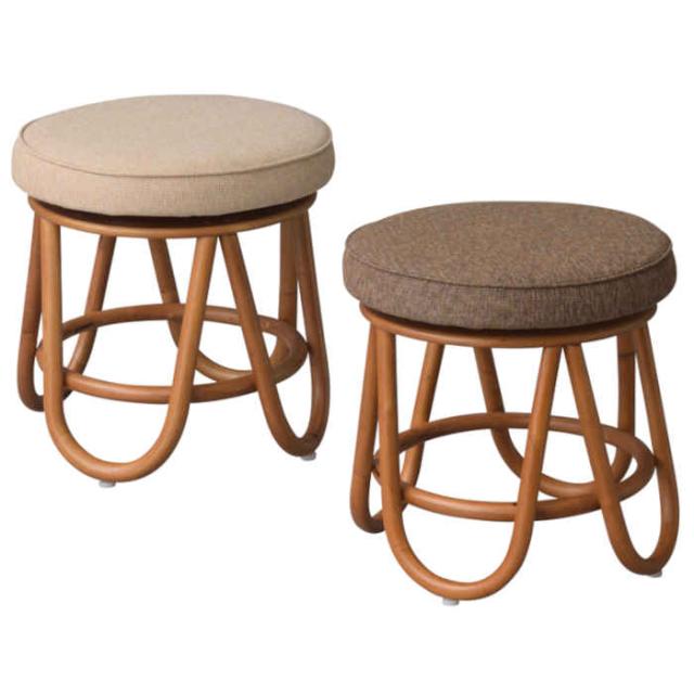 北海道・沖縄・離島配送不可 代引不可 回転スツール ラタンスツール ラウンドスツール 高さ35cm 回転椅子 回転イス 回転いす 360° 360度 回る ラタン製 オットマン 軽い 軽量コンパクト ナチュラルインテリア 家具 モリー 東谷 NS-538