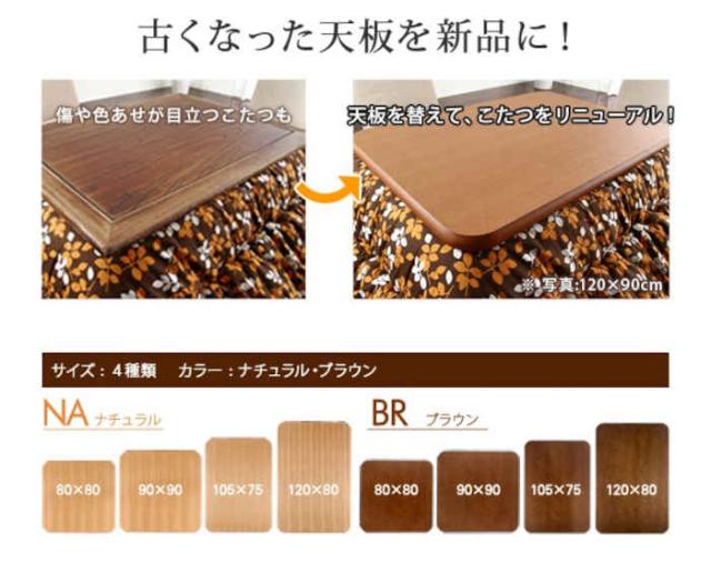 北海道・沖縄・離島配送不可 代引不可 こたつ天板 天板のみ 長方形 105