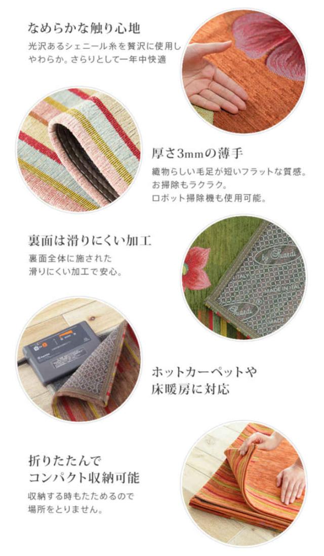 北海道・沖縄・離島配送不可 代引不可 ラグマット 200×200cm イタリア製 ジャガード織り 滑りにくい 洗濯機で洗える お手入れ簡単 ホットカーペット・床暖房対応 オールシーズン使える 花柄 大花柄 アネモネ フィオーレ ナカムラ 61001475_4