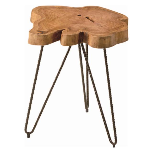 北海道・沖縄・離島配送不可 代引不可 テーブル サイドテーブル 木製 天然木 スチール脚 木 ウッド 年輪 切り株 輪切り ナイトテーブル ミニテーブル ソファサイド ベッドサイド インテリア リビング 寝室 家具 おしゃれ 東谷 TTF-185