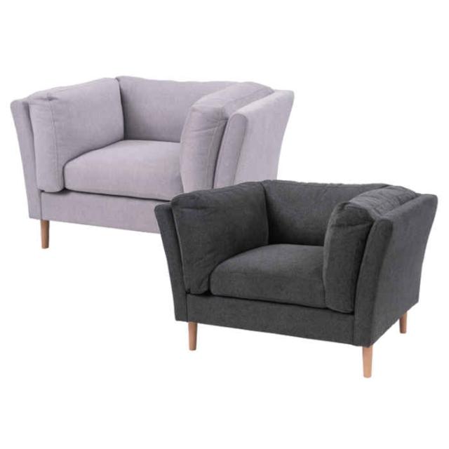 北海道・沖縄・離島配送不可 代引不可 ソファ 一人掛け 1人掛け 1P アーム付き 肘掛けあり アームソファ ファブリック 布張り ポリエステル 無地 木脚 曲線 シンプル モダン 上品 北欧インテリア グレー 組立式 フォーク 東谷 CL-173の通販は 54,710円