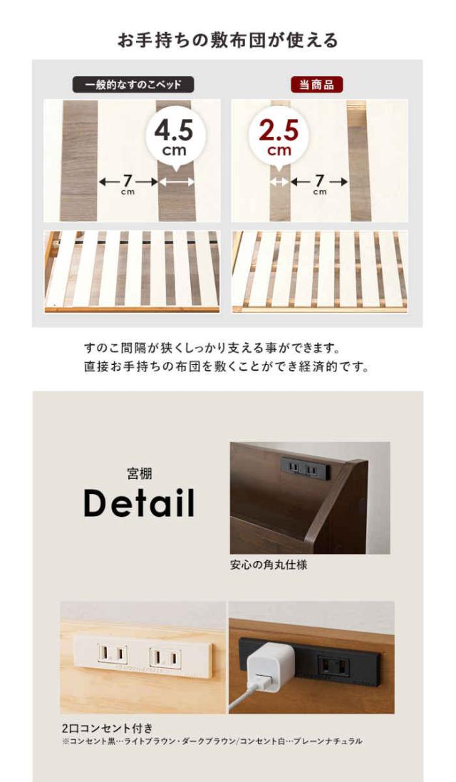 北海道・沖縄・離島配送不可 代引不可 ベッド シングルベッド すのこベッド ベッドフレーム 縁付きの宮棚 2口コンセント付き 天然木 パイン材 高さ調節3段階 頑丈な造り 耐荷重350kg カントリー調 HAGIHARA MB-5164S