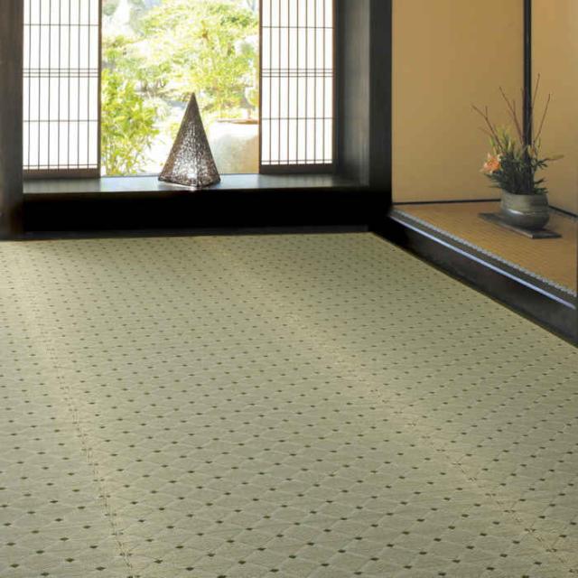 北海道・沖縄・離島配送不可 代引不可 国産い草カーペット 江戸間4.5畳 261×261cm 上敷き 敷詰 袋織 四方縁 消臭 調湿 空気浄化 花ござ 畳の日焼けや汚れ防止に  模様替え 和モダン 柄 日本製 ダイヤ HAGIHARA 81606445の通販は