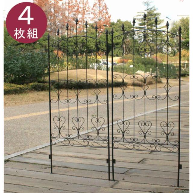 北海道・沖縄・離島配送不可 代引不可 フェンス アイアンローズフェンス150 ロータイプ 4枚組 スチール フラワーフェンス 庭 ガーデン ガーデニング 花壇 薔薇 仕切り 目隠し 防犯 ダークブラウン 住まいスタイル IFROSE-150-4P_1