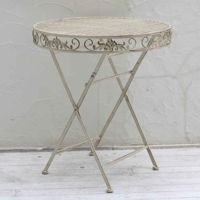 北海道・沖縄・離島配送不可 代引不可 ガーデンテーブル ホワイトアイアンテーブル70 スチール ベランダ バルコニー テラス 庭 ガーデンファニチャー シャビー アンティーク風 エレガント ブランティーク 住まいスタイル SPL-6628WHTの通販は