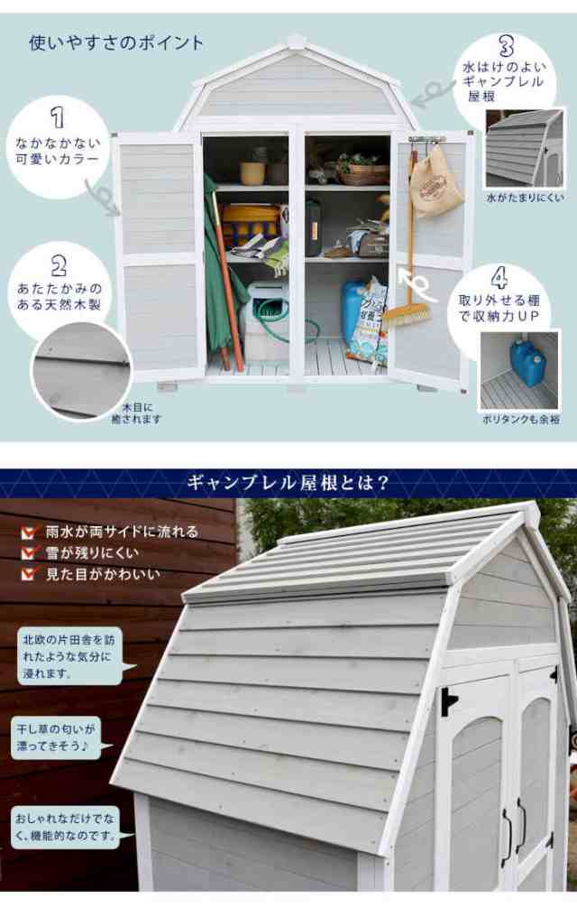 物置 大型 収納庫 おしゃれ ガーデン収納庫 北欧 東欧 ガーデニング ストッカー 木製 - 1