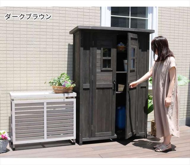 北海道・沖縄・離島配送不可 代引不可 カントリー小屋 薄型 幅1260×奥行 約480×高さ 約1770mm 木製 天然木 杉 棚板付き 物置 倉庫 納戸 ベランダ バルコニー テラス 庭 ガーデン 防災 備蓄 アウトドアグッズ 収納 住まいスタイル KCSL1260