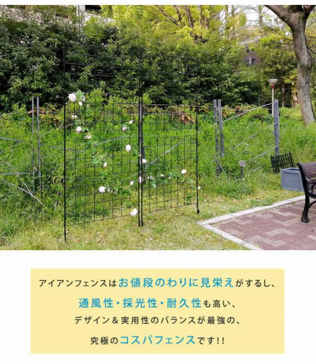 北海道・沖縄・離島配送不可 代引不可 フェンス アイアンフェンス 高さ226cm 1枚 スチール 格子状 グリーンフェンス ローズフェンス 庭 ガーデニング 花壇 薔薇 仕切り 目隠し 防犯 グラフ ブラック 住まいスタイル IF-GR024-1P-BLK_5