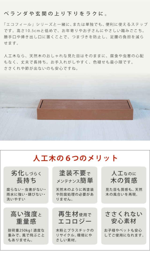北海道・沖縄・離島配送不可 代引不可 ステップ 人工木ウッドデッキ ecofeel エコフィール用 2台セット 玄関 ベランダ 勝手口 段差 上り下り 天然木のような風合い 合成樹脂 腐らない 長持ち ささくれない 住まいスタイル PWDE-STP90-2P_1