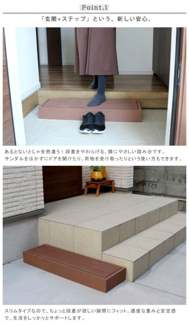北海道・沖縄・離島配送不可 代引不可 ステップ 人工木ウッドデッキ ecofeel エコフィール用 2台セット 玄関 ベランダ 勝手口 段差 上り下り 天然木のような風合い 合成樹脂 腐らない 長持ち ささくれない 住まいスタイル PWDE-STP90-2P_2