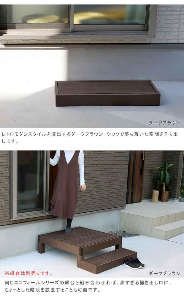 北海道・沖縄・離島配送不可 代引不可 ステップ 人工木ウッドデッキ ecofeel エコフィール用 2台セット 玄関 ベランダ 勝手口 段差 上り下り 天然木のような風合い 合成樹脂 腐らない 長持ち ささくれない 住まいスタイル PWDE-STP90-2P_3