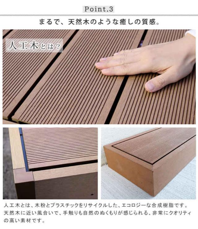 北海道・沖縄・離島配送不可 代引不可 ステップ 人工木ウッドデッキ ecofeel エコフィール用 2台セット 玄関 ベランダ 勝手口 段差 上り下り 天然木のような風合い 合成樹脂 腐らない 長持ち ささくれない 住まいスタイル PWDE-STP90-2P_5