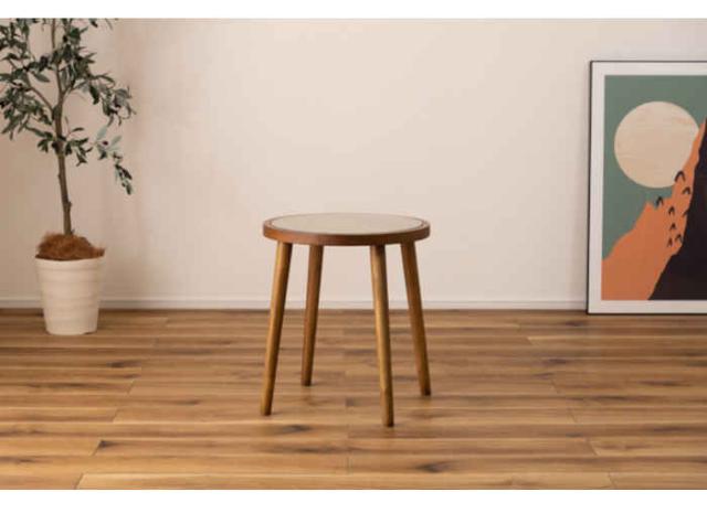 北海道・沖縄・離島配送不可 代引不可 ラウンドガラステーブル M W45×D45×H50cm 木製 天然木 ラタン 強化ガラス ミニテーブル サイドテーブル リビング ベッドサイド ソファサイド インテリア 家具 東谷 GT-779BR