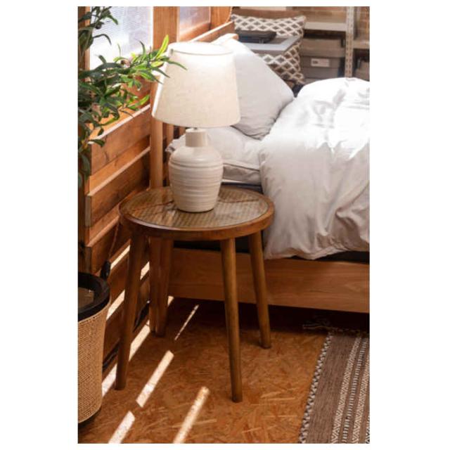 北海道・沖縄・離島配送不可 代引不可 ラウンドガラステーブル M W45×D45×H50cm 木製 天然木 ラタン 強化ガラス ミニテーブル サイドテーブル リビング ベッドサイド ソファサイド インテリア 家具 東谷 GT-779BR