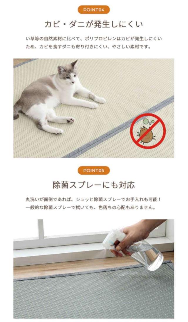 代引不可 い草風 ござ ラグ カーペット 江戸間10畳 約435×352cm 敷詰 洗える 日本製 国産 両面 リバーシブル 丈夫 除菌スプレー対応 お手入れ簡単 ペット IKEHIKO MIS435352_4