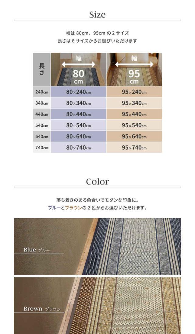 北海道・沖縄・離島配送不可 代引不可 廊下敷き 国産い草100% 裏貼り 95×440cm ロングマット ラグ カーペット 抗カビ 消臭 滑り止め加工 エルモード HAGIHARA 81830268x_6