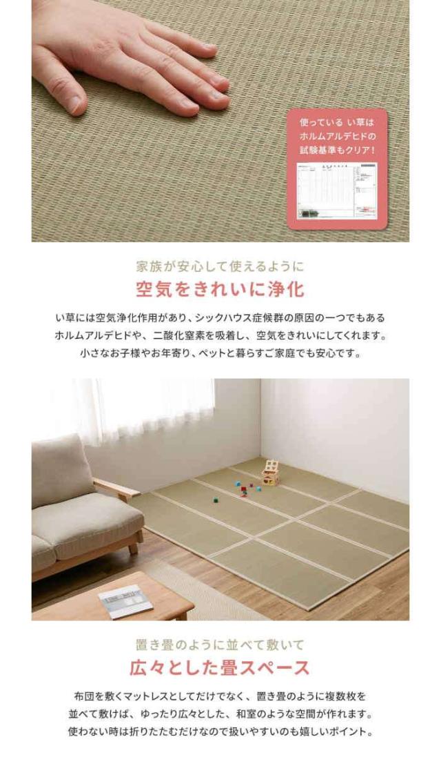 北海道・沖縄・離島配送不可 代引不可 畳マットレス シングル 約100×200×1.1cm 表面：い草100% 抗カビ 縁あり 折り畳める 4つ折り コンパクト収納 湿気対策 寝具 貴船 HAGIHARA 159067910_4