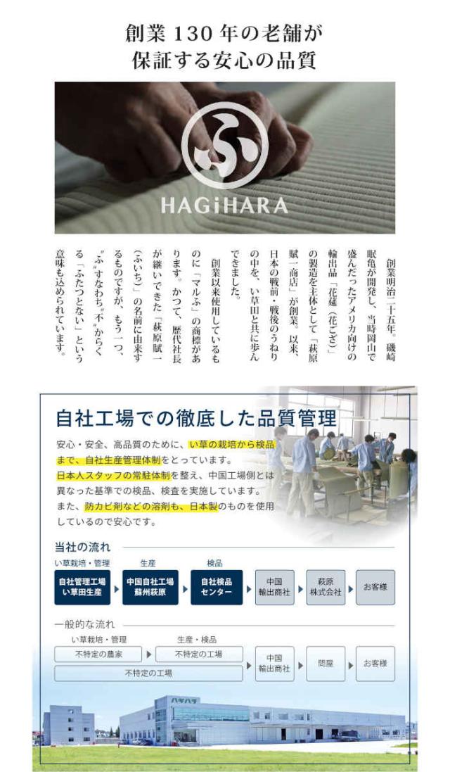 北海道・沖縄・離島配送不可 代引不可 い草カーペット 上敷き 61間4.5畳 277×277cm い草100% 双目織 両面使える 四方縁 敷き詰め 抗カビ 消臭 撥水 インテリア 夏用 備前 HAGIHARA 158009245_6