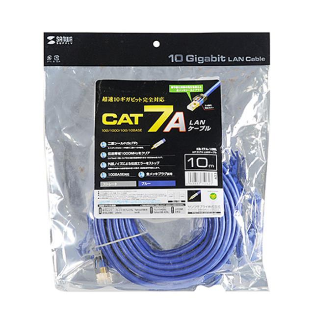 即納 代引不可 LANケーブル カテゴリ7A CAT7A 10m ツメ折れ防止カバー 超高速10Gbps、超ワイドレンジ1000MHz伝送帯域 サンワサプライ KB-T7A-10BL_8