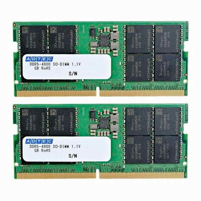 メモリ デスクトップ用 増設メモリ DDR5-4800 SODIMM 32GB×2枚組 省電力 ADTEC ADS4800N-32GWの通販は