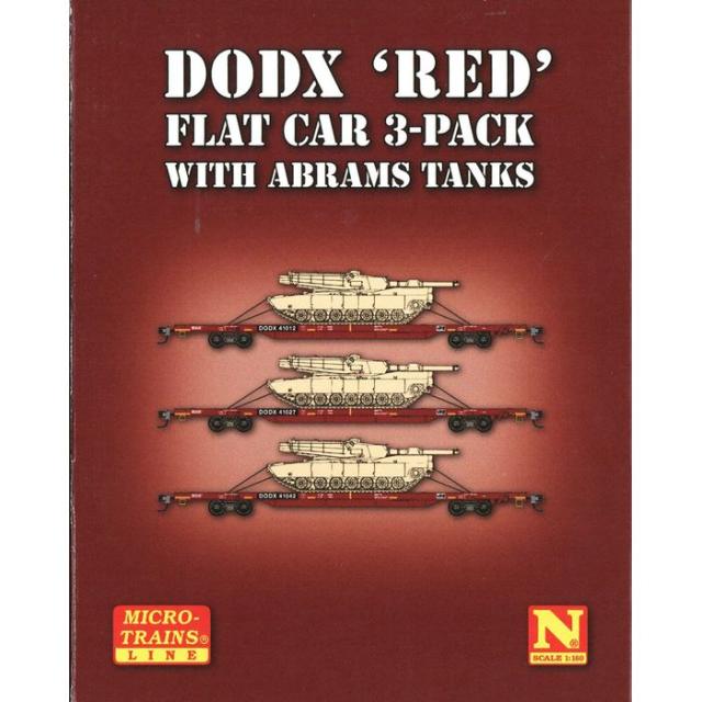 Nゲージ MICRO-TRAINS フラットカー DODX Red M1エイブラムス戦車輸送 3両セット 鉄道模型 貨車 貨物車  ホビーセンターカトー 398302214