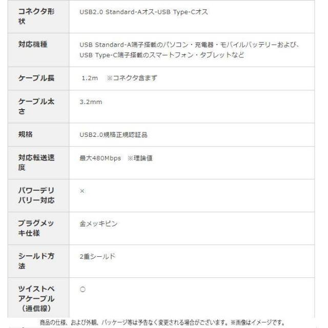 代引不可 ケーブル USB Type-C 充電ケーブル 通信ケーブル 1.2m 120cm 3A対応 超急速充電 高耐久ケーブル Certified Hi-Speed USB 正規認証品 スマホ・タブレット用ケーブル