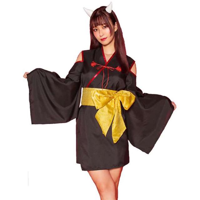 Hw 鬼 着物 コスチューム レディースサイズ 女性 ハロウィン コスプレ 衣装 仮装 変装 鬼 和服 着物 クリアストーン の通販はau Pay マーケット ドレスマ