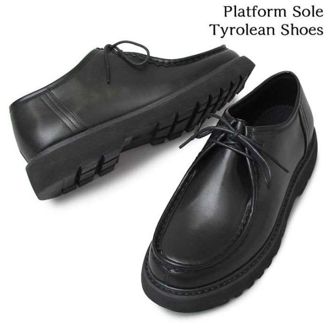 メンズシューズ チロリアンシューズ メンズサイズ 紳士靴 プラットフォームソール ブラック シンプル おしゃれ Glabella glbt-204の通販は