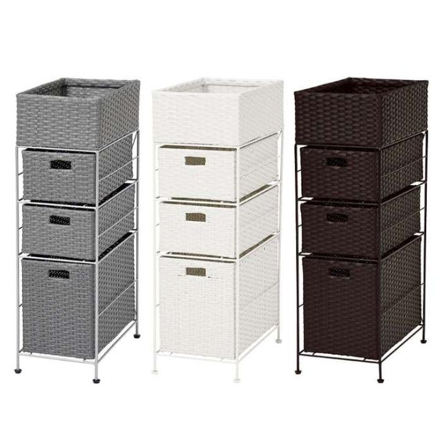 北海道・沖縄・離島配送不可 代引不可 チェスト 引き出しラック 引き出し3杯 幅25.5cm 高さ80cm スリムタイプ すきま収納 洗面所 ランドリースペース 脱衣所 水回り 収納 引きだし HAGIHARA RAN-2420の通販は