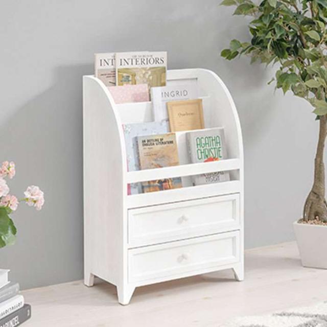 北海道・沖縄・離島配送不可 代引不可 マガジンラック アンティークホワイト 引き出しタイプ 雑誌 本 収納 ラック ディスプレイ収納  HAGIHARA 2101652600の通販は