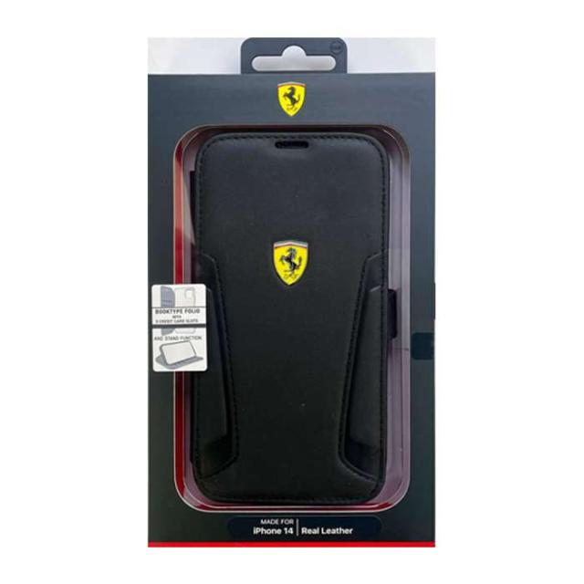 iPhone14 ケース カバー FERRARI フェラーリ 本革+マイクロファイバー 手帳型ケース ブラック 黒 ブックタイプ  エアージェイ FEBKP14SRBUKの通販は