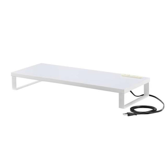 北海道・沖縄・離島配送不可 代引不可 コンセント付きモニター台（W600・ホワイト）電源タップ付 モニター台  サンワサプライ MR-LC212Wの通販は 5,017円