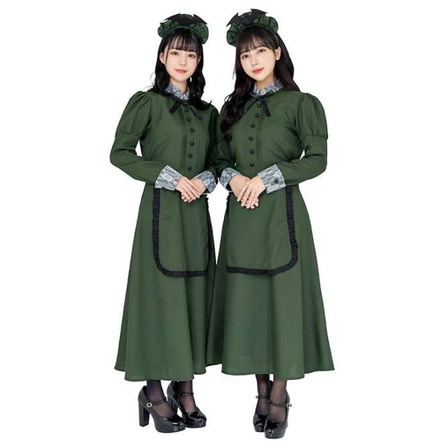 HW 洋館メイド ロングワンピース レトロ レディースサイズ コスチューム コスプレ 仮装 変装 衣装 クリアストーン 4560320832249の通販は