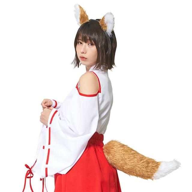 けもみみしっぽセット キツネ きつね耳とシッポのセット きつね キツネ 狐 きつねみみ コスプレ 仮装 変装 かわいい 人気 クリアストーン 4560320889656