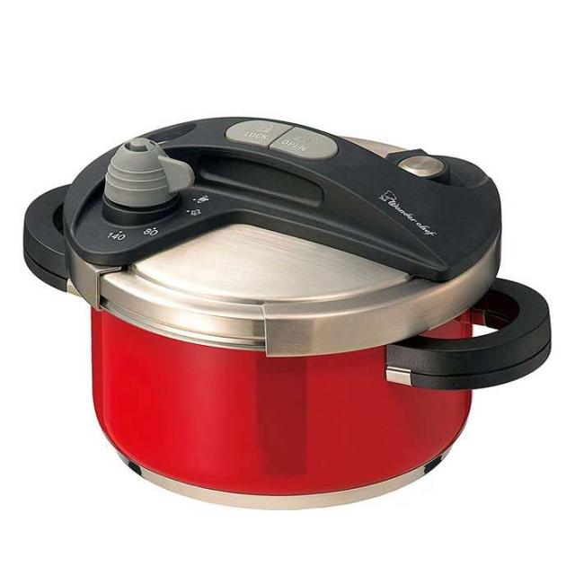両手圧力鍋 orth PLUS オースプラス サイズ20cm レッド 超高圧140kPa IH調理器対応 2〜3人用 小型サイズ ワンダーシェフ BODB35-RDの通販は