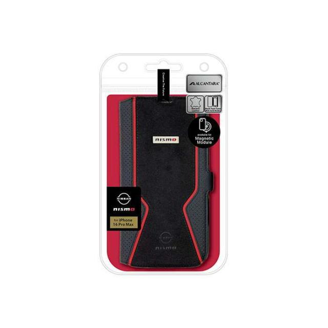 nismo iPhone16 Pro Max用 Magsafe対応 アルカンターラ＆本革 手帳型ケース エアージェイ NM-P24PX-B1