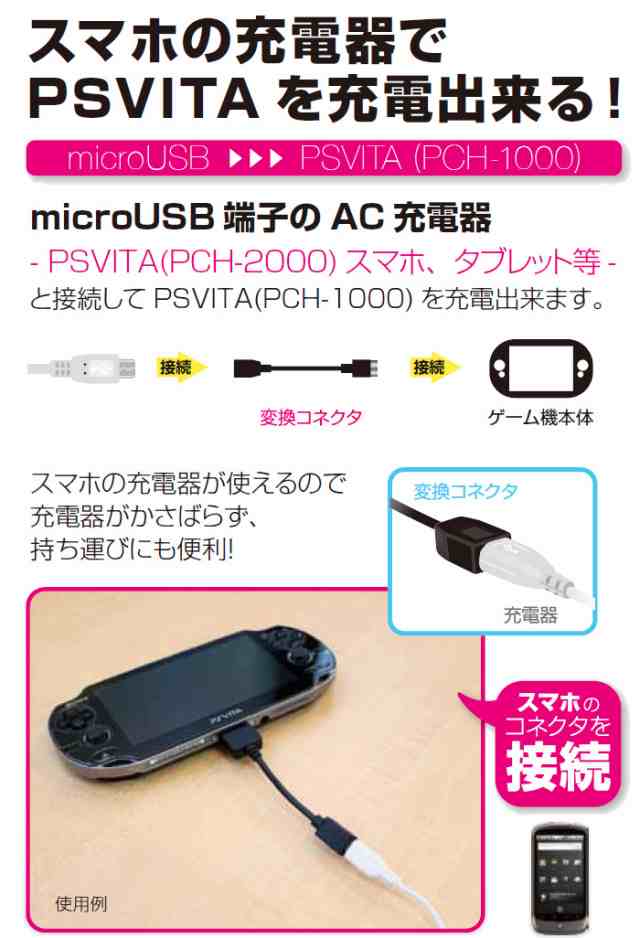 PlayStationVita(PCH-1000) PSVITA 変換コネクタ スマホの充電器で