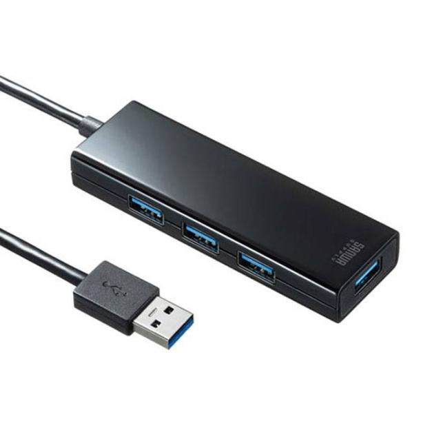即納 代引不可 急速充電ポート付き USB3.1 Gen1 ハブ ケーブル0.3m セルフパワー ブラック サンワサプライ USB-3H420BKの通販は